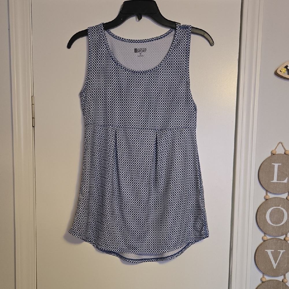 Land's End Sport Navy and White  Tank Top